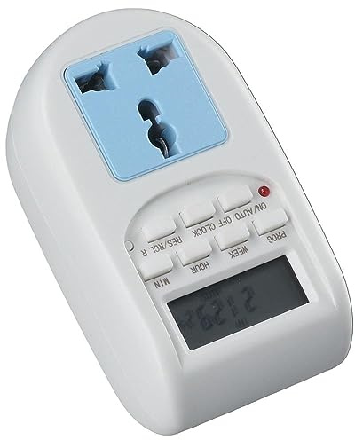 Urjumpea European Standard Timer Socket 220V-240V Portable ABS Functional LCD Digital Timer Socket Durable EU Plug Smart Timer Socket Electrician