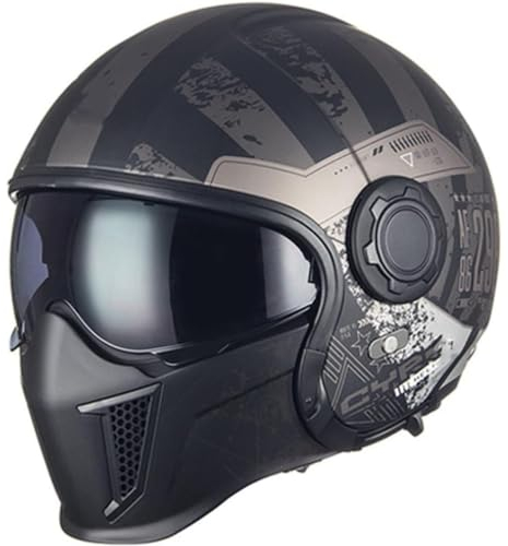 Retro Motorrad 3/4 Halbhelm Moped Pilot Helm Jethelme Roller Integralhelme Cruiser Chopper ECE/DOT Approved für Erwachsene Damen Herren 8,M