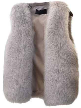Altsuceser Gilet invernale da donna in finta pelliccia, giacche cappotto in finta pelliccia mantello avvolgente scialle, gilet giacca senza maniche in pelliccia, Grigio, Taglia unica
