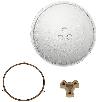 DAJAVE Piatto Microonde Universale 24.5cm, Piatto in Vetro Universale Girevole da 24,5 cm per Forno a Microonde Con 3 Fissaggi, Piatti Vetro Rotondi per Forni a Microonde Trasparente Adatto a Varie