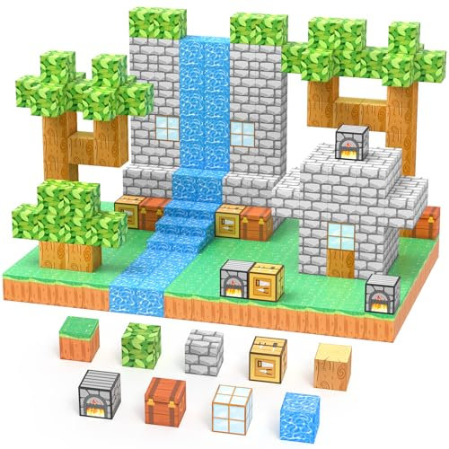 Magnetische Bausteine Plus 100 Teile, Magnetisches Spielzeug Blöcke, Build Mine Magnete Welt World Set, STEM Montessori Spielzeug, Konstruktion für Jungen und Mädchen im Alter von 3-8