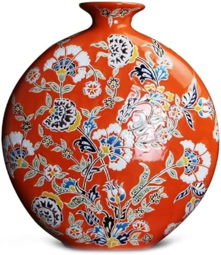 Vase en porcelaine vintage fabriqué à la main - Vase chinois en céramique - Arrangement floral pour la décoration de la maison, du salon et du bureau