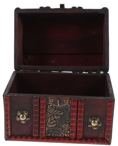 LIFKICH Aufbewahrungsbox aus Holz Schatz-Schmucktruhe Schatztruhe aus Holz Retro-Schmuckkästchen Aufbewahrungsboxen für Armbänder Ohrringe Desktop-Aufbewahrungsbox Holzkasten Container