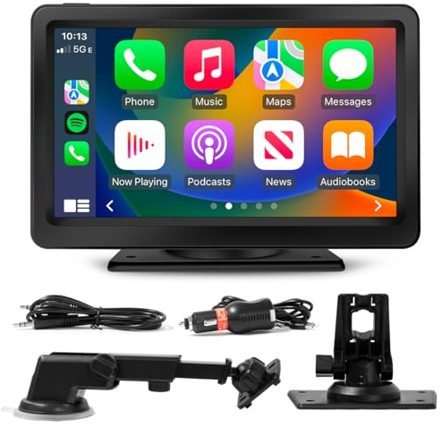Autoradio con Touchscreen Capacitivo HD da 7 pollici - Autoradio Bluetooth 5.0 con Wireless CarPlay e Airplay, Android Auto - Radio FM/AUX/Scheda TF