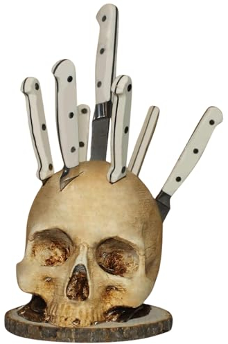 FOGARI KüChe SchäDel Messer Rack, Horror KüChe Lagerung Kopf Rack, schädel deko, Sicher Und Platzsparend, Horror Party Messer Lagerung Rack Dekoration