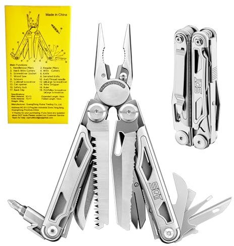 Gift for Men, SQT Multifunktionszange, 18 in 1 Multi-Tool Multifunktion mit Zange Klappmesser, Faltbares, Professionelles und Edelstahl-Multi-Tool für DIY, Reparatur und Camping Geschenke für Männer