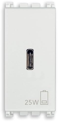 Vimar 19292.C.25.B Arké 25 W USB-strömförsörjning för elektroniska enheter, USB C-utgång, Power Delivery Technology