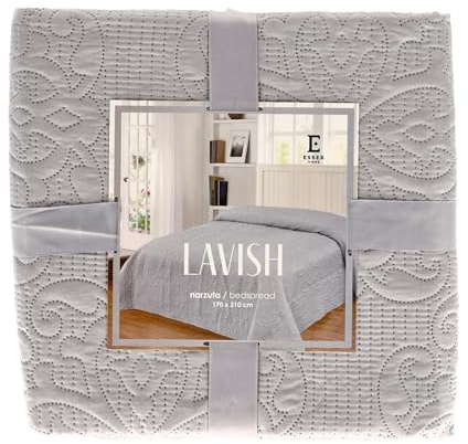 Essex - Colcha de 170 x 210 cm, Ideal para Dormitorio, Colcha Suave y cómoda, Acolchada Moderna - Lavish Gris
