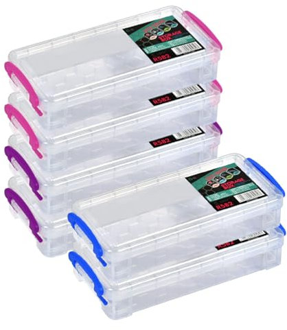 EMNIMQ 6Pezzi Scatole Portamatite Impilabili, Organizer rettangolare in plastica con doppia fibbia Scatole Plastica con Coperchio Piccole Per Riporre Pennelli, Matite e Materiale Scolastico