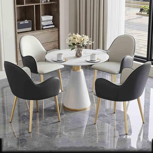 Modernes rundes Konferenztisch-Set für Büro, Empfangsraum, Club, Verkaufsgeschäfte und kleine Konferenztische, 80 cm (Weiß + Grau)