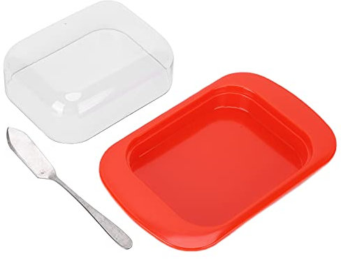 aqxreight Portable Butter Box with Lid, High‑Quality Butter Container Cheese Dish Holder Tray for Kitchen, Home Use, Knife for Butter Cutting (aqxreight0kxo9f6btn-11)