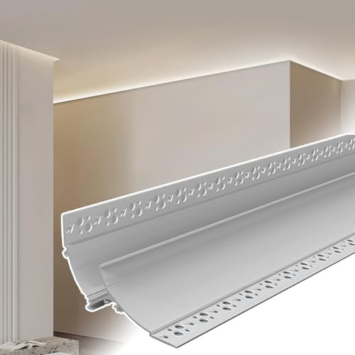 LED-Kanal-Formset mit Eckverbinder, 18 m, weiße Sockelleiste, Beleuchtungsleiste für Wohnzimmer, Schlafzimmer, Schiene für LED-Streifen, Diffusor-Abdeckung