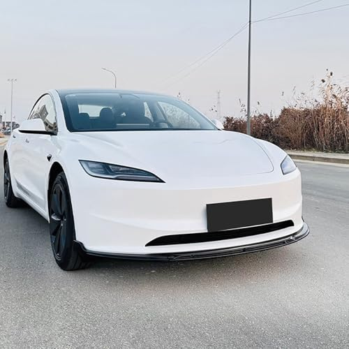 AUTO-STYLE Spoiler avant compatible avec Tesla Model 3 Facelift 2024- (ABS Noir luisant)