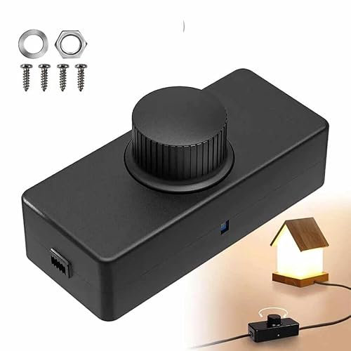 TECHZOCO Potenciómetro regulador de luz con Interruptor, Dimmer LED, Interruptor regulador intensidad, Atenuador de luz, Apto para 12V-24V DC 800Hz-16KHz, Potencia 8A 196W Max, Conexión por tornillo