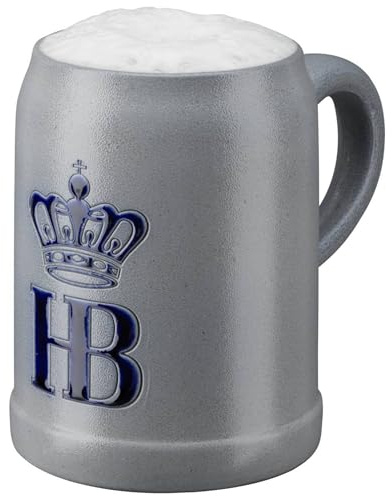 Hofbräuhaus München Bierkrug 0,5 L Original Maßkrug | Bierglas mit HB Logo, Krug Salzglasur ohne Zinndeckel, 1000066 (0,5 L, HB ohne Zinndeckel)