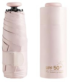 Mini Sun Travel UV Umbrella Anti UPF 50 Protection 99.9% Micro handle Coating Layer Fabric Compact/Lightweight Small Portable Backpack/Folding Purse Pocket Umbrella Rain/Blocking/Men Women Kids