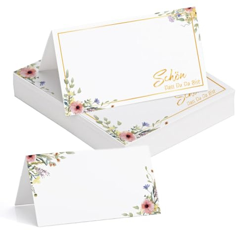 60 Stück Tischkarten Hochzeit - Namensschilder Hochzeit Platzkarten zum Selbst Beschriften Namenskärtchen Tischkarten für Geburtstag, Kommunion Taufe Feier, 110x85mm