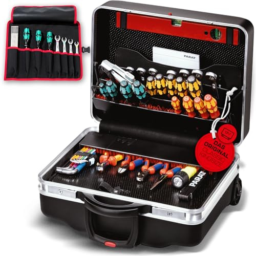 PARAT CLASSIC KingSize Roll neo CP-7 | Werkzeugkoffer leer für 60 Werkzeuge | Inkl. BASIC Roll-Up Case 8 | Rollkoffer mit CP-7 Halterungen | Bodenschale & Dokumentenfach | mit Teleskopauszug & Rollen