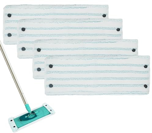 CHSEROK 4 Stück Bodenwischer Ersatzbezug, 15.5 x 42cm Mikrofaser-Wischbezüge, Wischmopp Bezug mit Schnappverschluss, für Wohnzimmer und Küche, für Leifheit