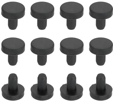 sourcing map 35Pcs Silicone Hole Plug 4mm, Black High Temp T Type Rubber Stoppers for 3.3-4.05mm Hole, Solid Waterproof Button Hole End Covers for Powder Coating, Sealing Plugs, Pipe Holes