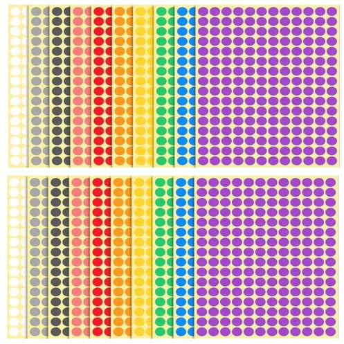 JUGUTA 1650 Stück 10Mm Klebepunkte Runde Punktaufkleber Etiketten Markierungspunkte - 10 Farben