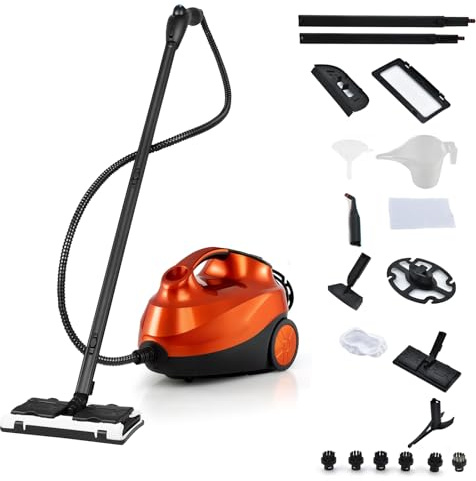 SOARS - Limpiador de vapor de mano, 2000 W, presión de vapor: 4 bar, máx. 108℃, Tiempo de Precalentamiento: 5-6 Min, Depósito de agua: 1,5L, con 20 accesorios, para sofá, suelo, ventana, cocina