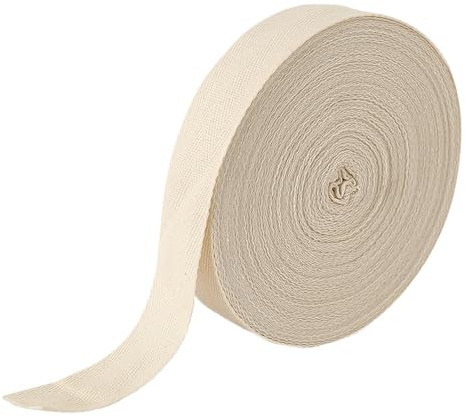 JiaYiXu 20mm X 15m White Cotton Herringbone Twill Tape - Perfect For Sewing, Dressmaking, Alterations, And Crafts