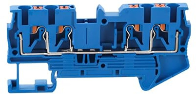 Morsettiera for guida DIN da 10 pezzi PT4-QUATTRO, morsetto a molla a 4 conduttori, 32 A 800 V, connettori elettrici industriali PA66 V0(Blue)