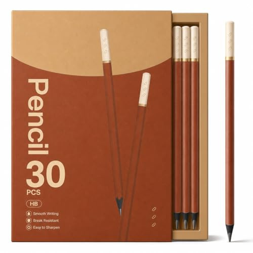 SimSign 30 Pack HB Pencils with Extra-Thick Lead & Triangular Grip - Black Wood Graphite Pencils for School, Office, Sketching