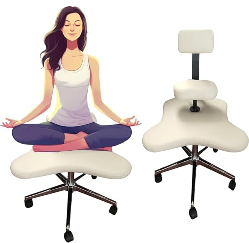 Ergonomischer Kniestuhl mit Lendenwirbelstütze und Rollen, verstellbarer Meditationshocker, armloses Design für Komfort und Stabilität