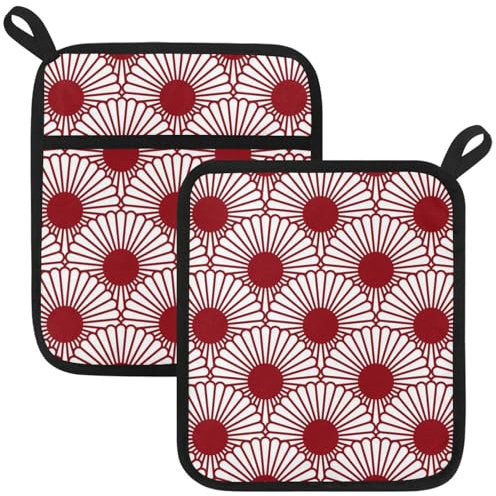 Presine per cucina, motivo floreale di crisantemo giapponese, 2 pezzi, presina resistente al calore, per microonde, cottura al forno, piatti e barbecue