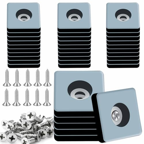 HATOVI 36 Stück 25 mm Teflongleiter zum Schrauben, Möbelgleiter Teflon für Stühle,Rechteckig Stuhlgleiter, Stuhlbeingleiter Möbelgleiter Teppich für Schwerer Möbel