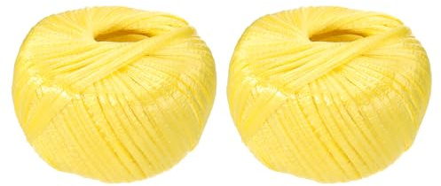 sourcing map 2 Rolls Polyester Nylon Plastic Rope Twine, 80m/262ft Nylon Cord Household Bundled Polypropylene Twine Yarn for Household Gardening Tying Binding Garden Crafts, Yellow