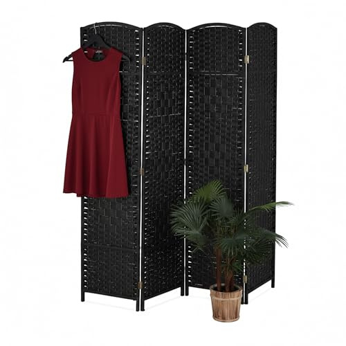 Relaxdays Paravent Raumteiler, HxB: 170x160 cm, Faltbarer Raumtrenner, Sichtschutz 3-teilig, Holz, Papierseil, Farbwahl
