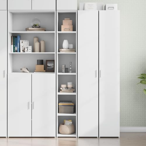 YunCangg Highboard vit av trämaterial 30 x 41 x 185 cm förvaringskänk köksmöbler vardagsrum skåp buffé byrå köksbuffé med modern design