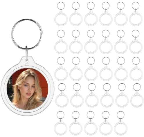 30 Pcs Porte Clef Personnalisable Rond en Acrylique Transparent Porte Clé | Photo, Personnalisé, Vierge, Cadeau, Anneaux, Clair, Qualite, Solid, Pratique, Robuste, Compact, Ergonomique, Elegant