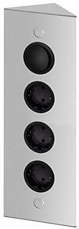 THEBO 3-Fach Energie-Ecksäule STS 3007/320 in Aluminium mit Schalter/Ecksteckdosen/Steckdosenleiste/Steckdosen