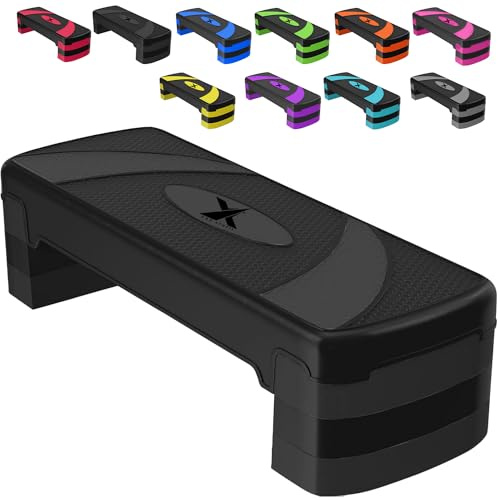 Xn8 Sports Steppers for Exercise Workout Adjustable Height 10cm 15 cm 20cm Sturdy Exercise Step for Gym, Aerobic Steps, Cardio Exercise and Stretching- Exercise Stepper for Home (Black)