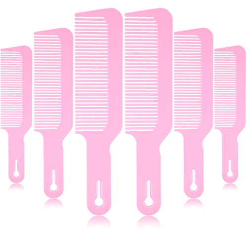 Boao 6 Pack Plastic Pink Hair Combs, 9 Inch Blending Barber Clipper Combs for Clipper Cuts and Flattops, Heat Resistant Anti-Static Hairdressing Combs (Pink, 6 Pieces)