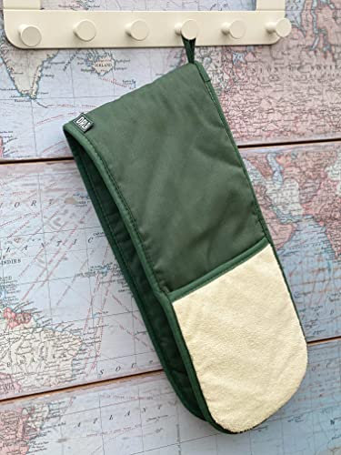 Orla Double Oven Gloves- Heat Resistant Pot Holder- 100% Cotton- For Home & Professional Cooking -1 Piece (Green)