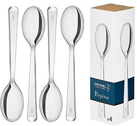 Opinel Schachtel mit vier Löffeln Perpétue aus Edelstahl, leicht zu reinigen, praktisch, 254617, Black