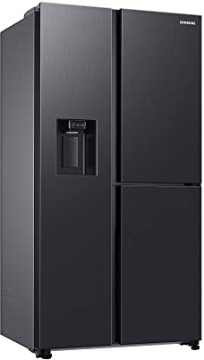 Samsung RH68B8521B1/EG Side-by-Side Kühlschrank, 178 cm, 627 ℓ, Food Showcase-Tür, Platzsparender In-Door Icemaker, Twin Cooling+, No Frost+, 4,5 ℓ Wassertank, Premium Black Steel