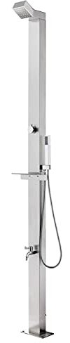 Gecheer Doccia da Giardino,da Esterno,in Acciaio Inox,WPC,220 cm,Doccia da Esterno in Acciaio Inossidabile