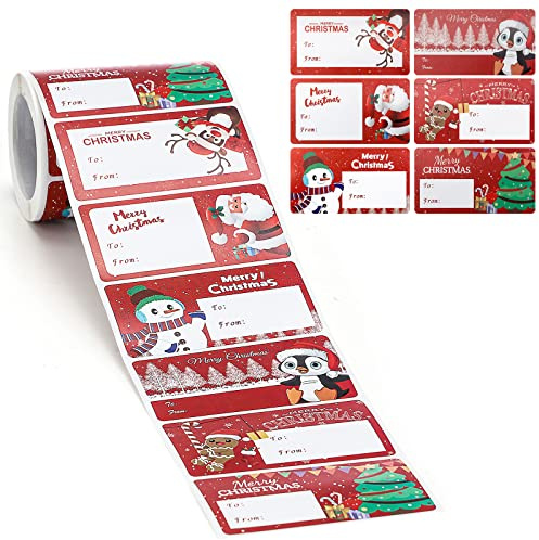 Weihnachtsaufkleber Weihnachts Aufkleber Rolle, 250Pcs Rund Geschenk-Aufkleber des Winterurlaubaufklebers Umschlagbeuteldichtungen Verpackung Weihnachtsgeschenke Sticker Etiketten