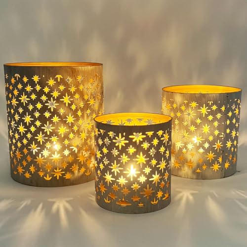 3er Set Orientalisches Teelichthalter Hamman edel Metall in Weiß 14 cm