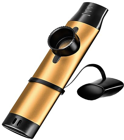 Metall-Kazoo für Erwachsene, professionelles Kazoo mit 5 Stimmzungen und einstellbarem Ton, einzigartiges Musikinstrument-Geschenk für Musiker, kompatibel mit Gitarre, Ukulele, Violine, Klavier (Gold)