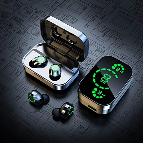 Auricolari wireless Bluetooth 5.3 di ultima generazione di BT, alta qualità del suono con riduzione del rumore, suono del microfono coinvolgente, impermeabili, kit vivavoce, connessione istantanea