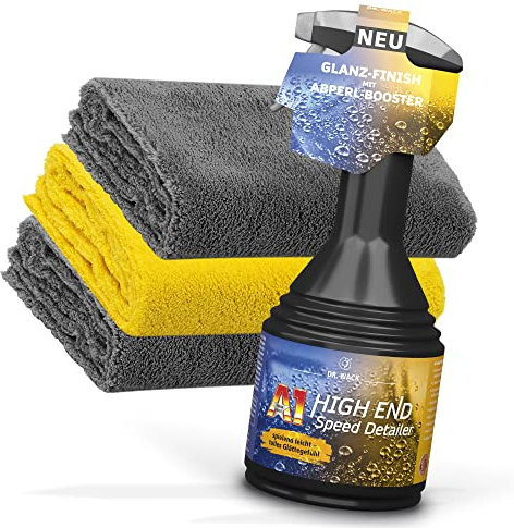 Auto Glanz Finish Bundle: Dr. Wack A1 High End Speed Detailer 0,5L + 3x detailmate Mikrofasertuch Edgeless Superflausch 550GSM | Autolack Finish mit Lotuseffekt