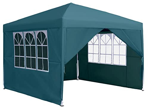 NAIZY Pavillon 3x3m Faltpavillon Wasserdicht Stabil Winterfest Faltbar Gartenpavillon mit 4 Seitenteilen & Fenstern & Tragetasche Weidezelt Gartenzelt UV-Schutz Grillpavillon Partyzelt, Grün