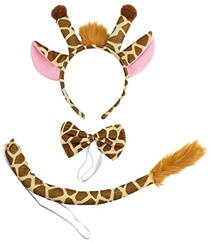 TSHAOUN 3 Pieces Giraffe Costume, Giraffe Costume, Giraffe Headband Bowtie Tail, Carnival Kit, Animal Costume Set, for Carnival Halloween Party Decorations
